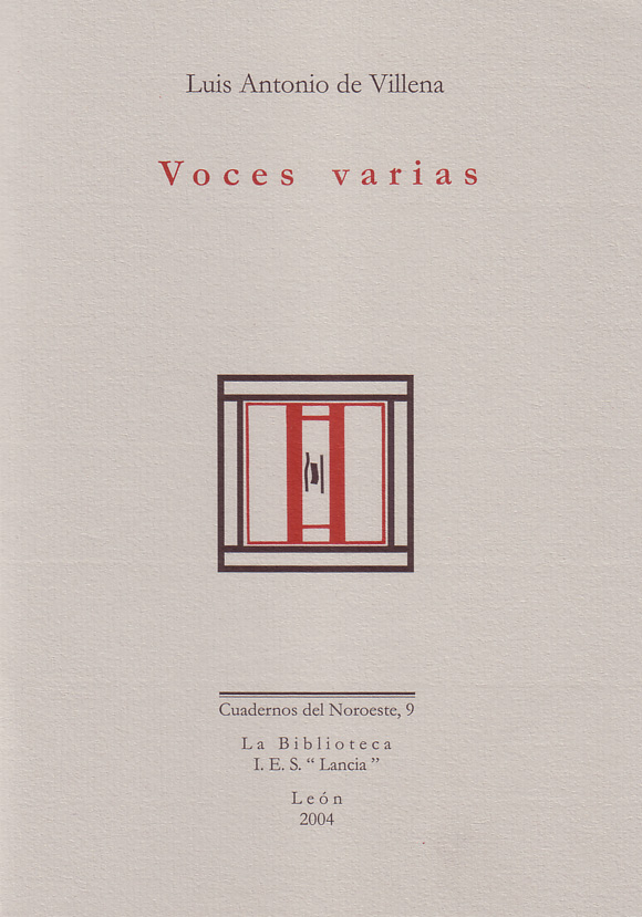 Cuaderno del noroeste 9: Luis Antonio de Villena, Voces varias (Viñeta: Juárez & Palmero)